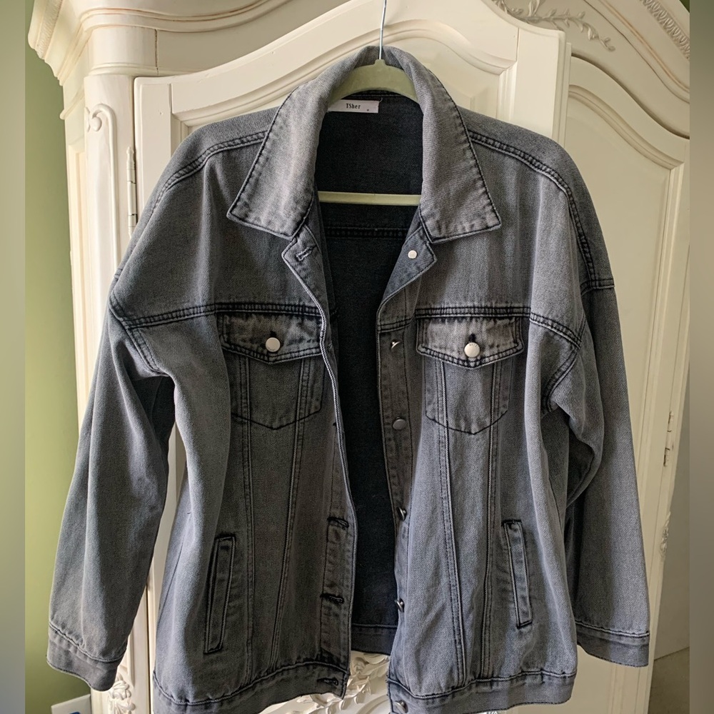 Washed black jean jacket